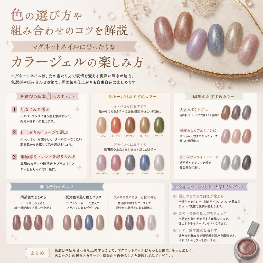 マグネットネイルのカラージェルの選び方